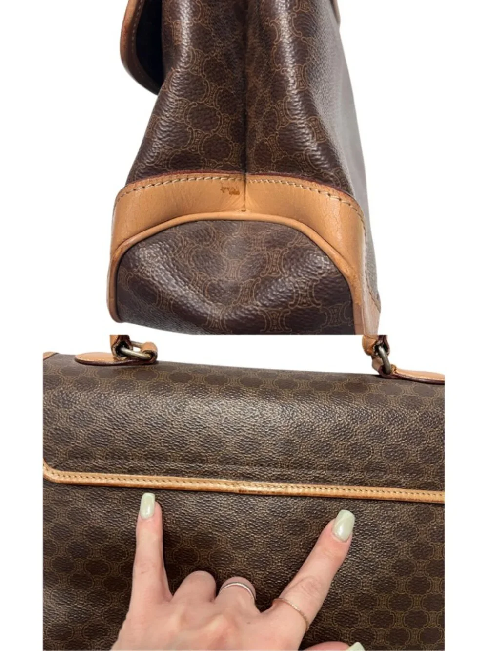 Celine VINTAGE Brown Monogram Macadam Handbag - Picture 6 of 16